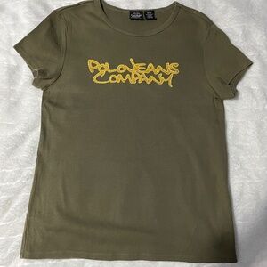 Ralph Lauren Polo jeans company, olive green T-shirt. Size medium.